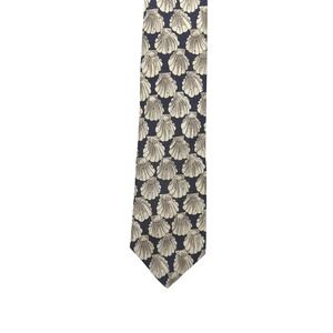 GUY LAROCHE Couture Paris New York Navy Blue Seashells All Silk Tie 58"L  3.75"W